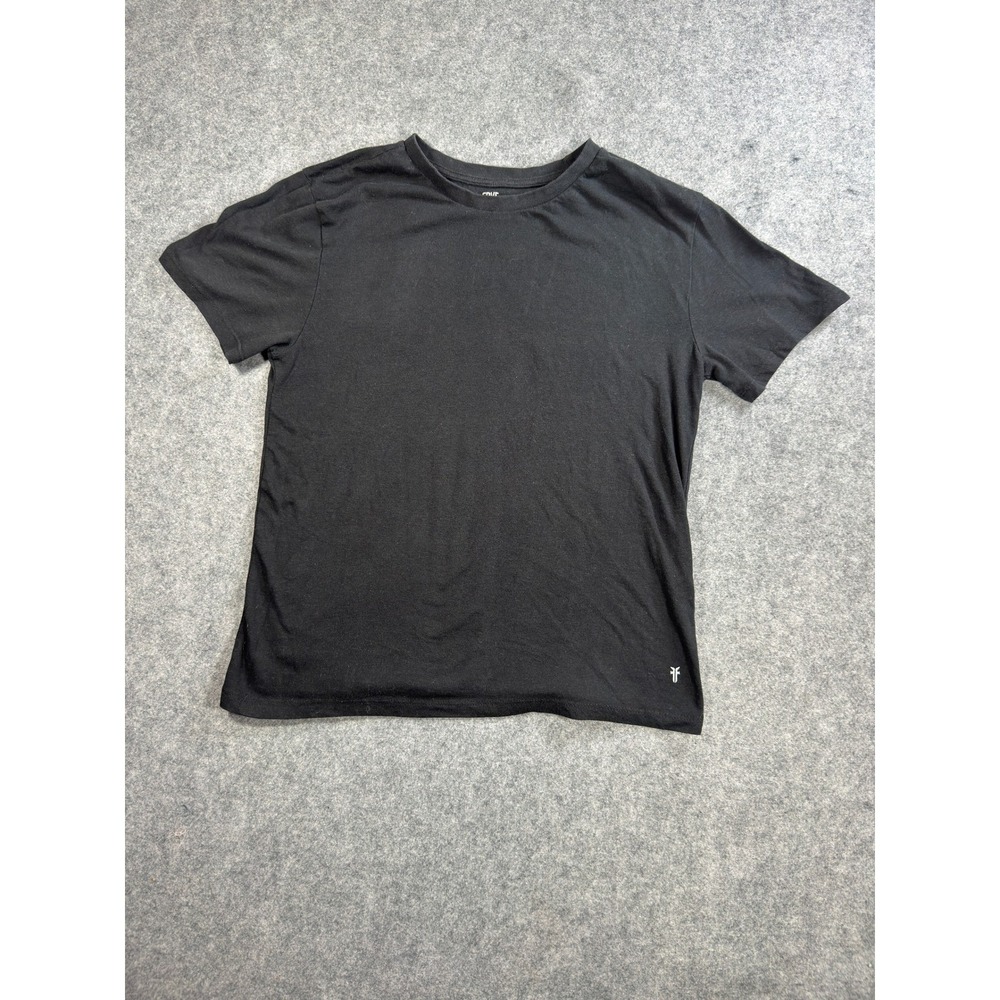 Frye Mens Short Sleeve Crew Neck T-Shirt Black Cotton Blend Size M Logo
